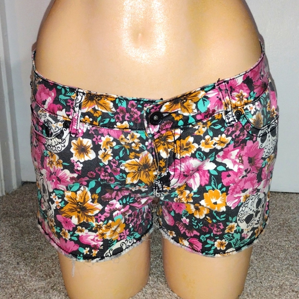 Floral Sugar Skull Shorts Juniors